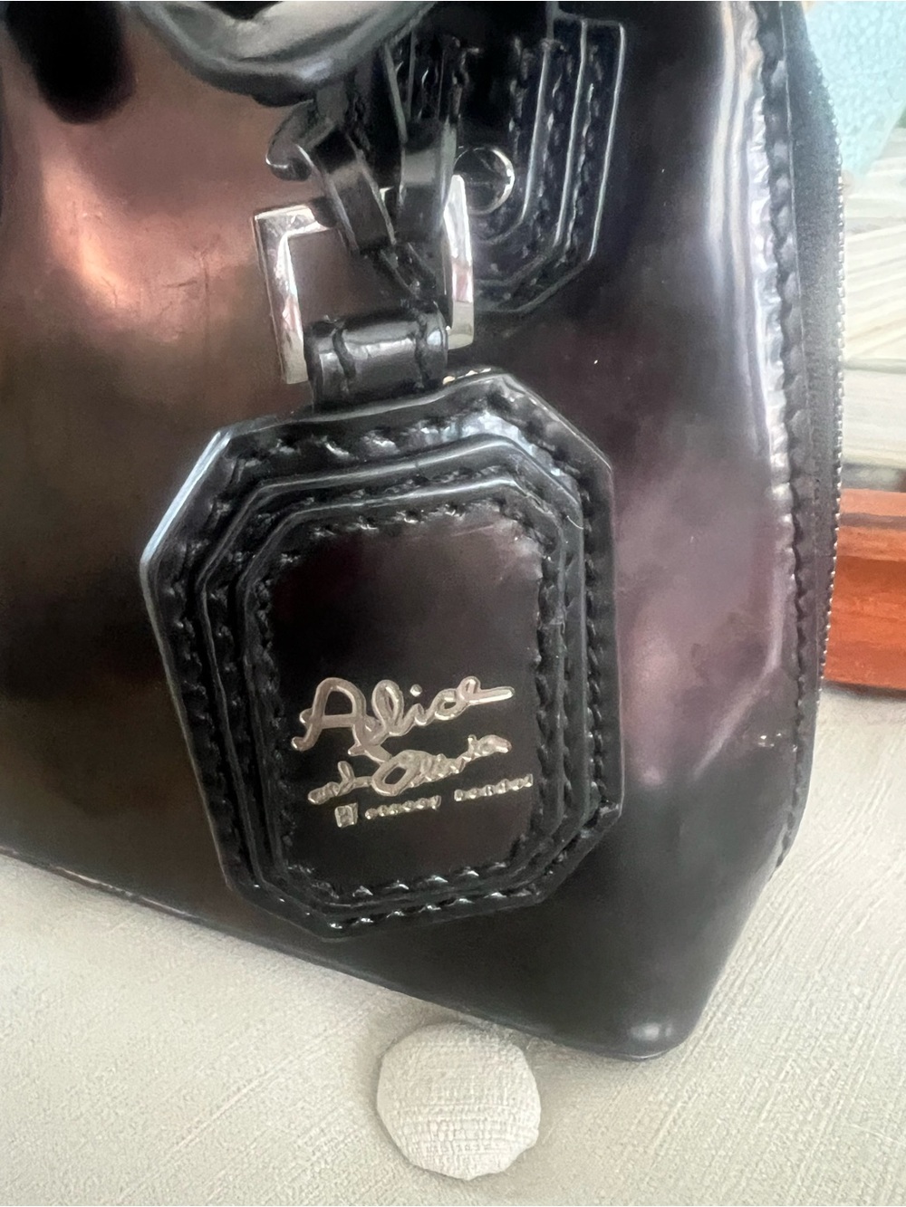 Alice + Olivia Dark Brown Patent Mini Satchel - Picture 3 of 5